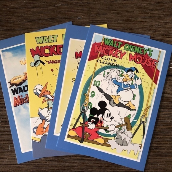 Disney Classic Movie Poster Postcards: Mickey Mouse and Donald 4 pack. - Picture 1 of 6